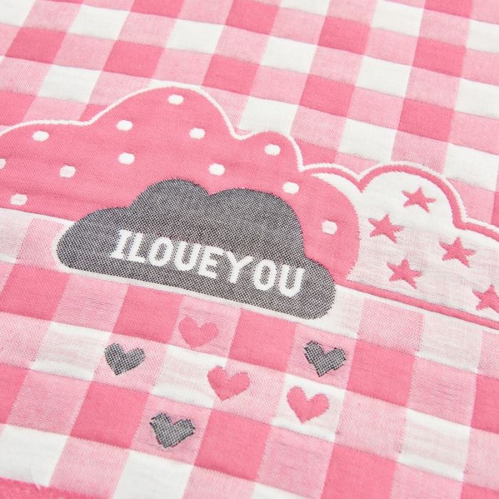 91家纺网 家纺一手货源 找家纺 朴尔2021新款全棉三层纱布定位枕巾52*78cm一对云朵粉