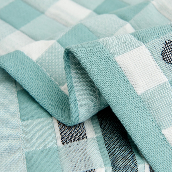 91家纺网 家纺一手货源 找家纺 朴尔2021新款全棉三层纱布定位枕巾52*78cm一对云朵绿