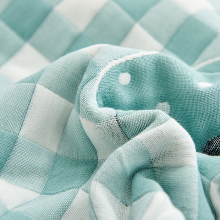 91家纺网 家纺一手货源 找家纺 朴尔2021新款全棉三层纱布定位枕巾52*78cm一对云朵绿