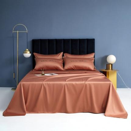 91家纺网 家纺一手货源 找家纺 慕色 2021新款全棉纯色迪卡系列单床单 迪卡-时尚桔