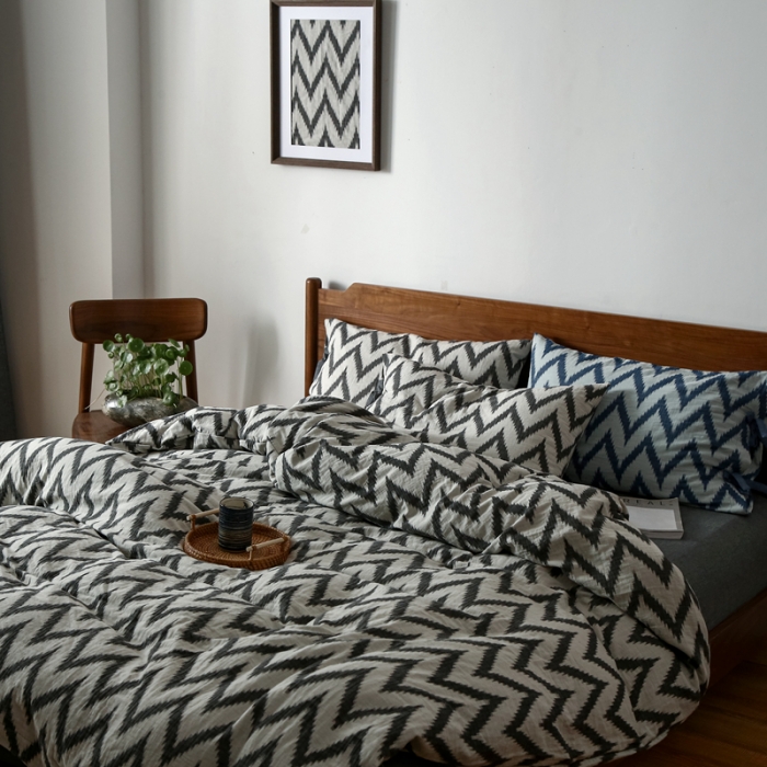 91家纺网 家纺一手货源 找家纺 安莱生活2021新款双层纱海澜大提花蝴蝶结工艺款四件套海澜黑