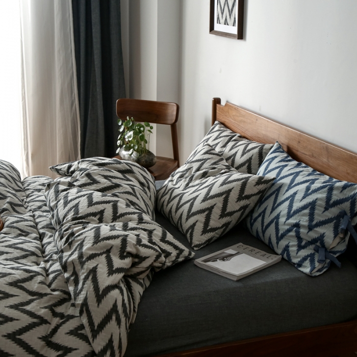 91家纺网 家纺一手货源 找家纺 安莱生活2021新款双层纱海澜大提花蝴蝶结工艺款四件套海澜黑