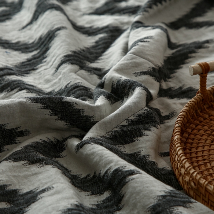 91家纺网 家纺一手货源 找家纺 安莱生活2021新款双层纱海澜大提花蝴蝶结工艺款四件套海澜黑