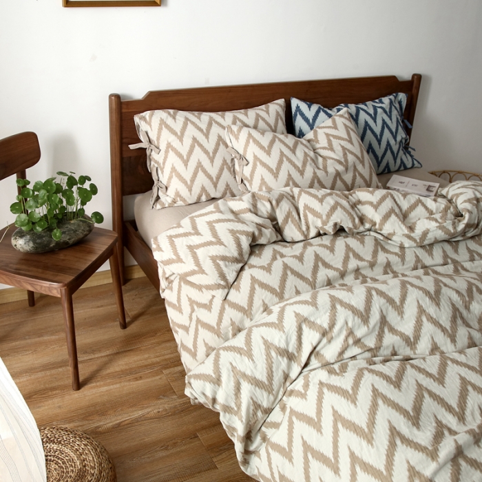 91家纺网 家纺一手货源 找家纺 安莱生活2021新款双层纱海澜大提花蝴蝶结工艺款四件套海澜米