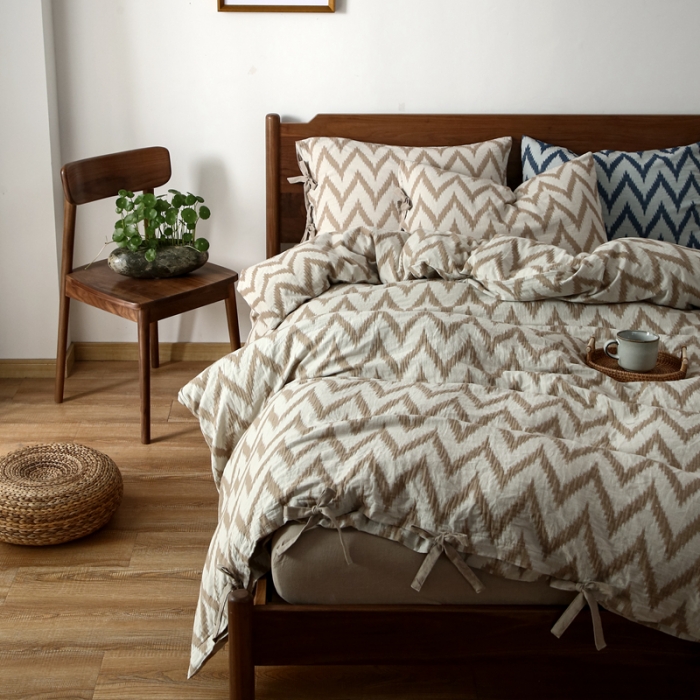 91家纺网 家纺一手货源 找家纺 安莱生活2021新款双层纱海澜大提花蝴蝶结工艺款四件套海澜米