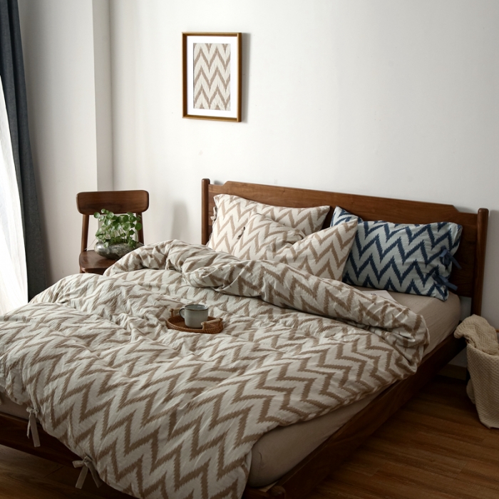 91家纺网 家纺一手货源 找家纺 安莱生活2021新款双层纱海澜大提花蝴蝶结工艺款四件套海澜米