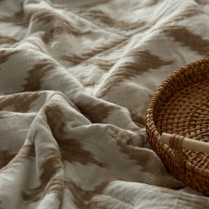 91家纺网 家纺一手货源 找家纺 安莱生活2021新款双层纱海澜大提花蝴蝶结工艺款四件套海澜米