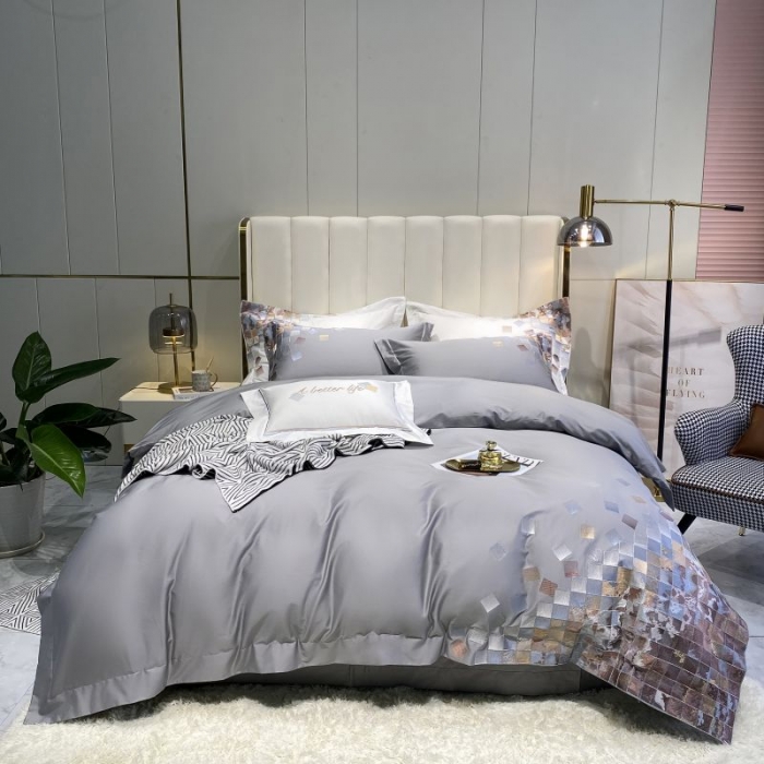 91家纺网 家纺一手货源 找家纺 （总）魅都 新款爱玛印象100s阿克苏长绒棉刺绣四件套