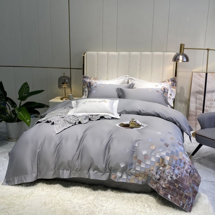 91家纺网 家纺一手货源 找家纺 （总）魅都 新款爱玛印象100s阿克苏长绒棉刺绣四件套