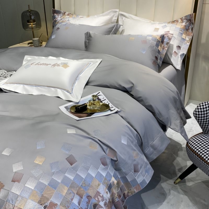 91家纺网 家纺一手货源 找家纺 （总）魅都 新款爱玛印象100s阿克苏长绒棉刺绣四件套