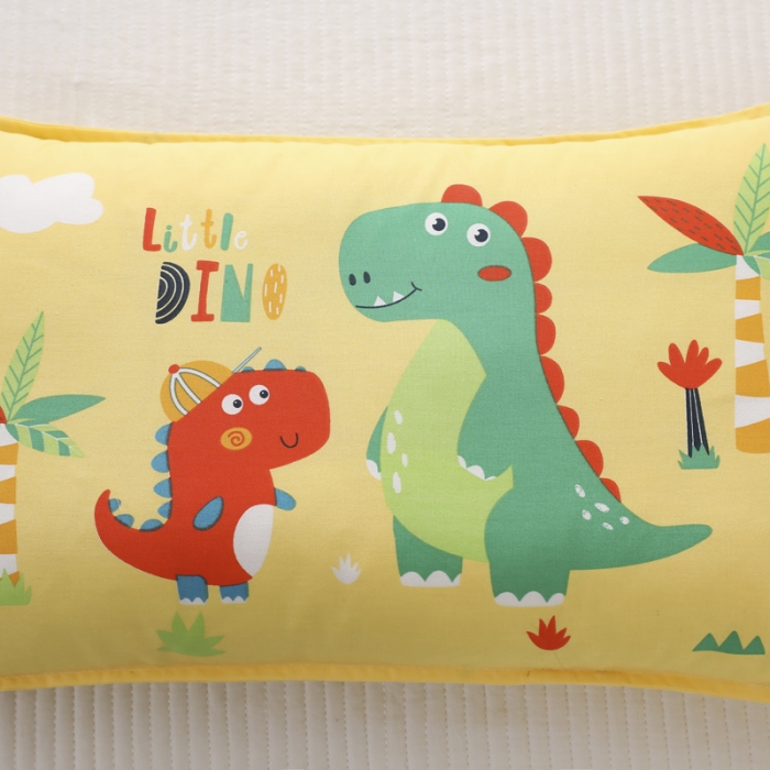 91家纺网 家纺一手货源 找家纺 吉咪兔家纺 2022新款13372纯棉卡通定位枕套恐龙兄弟黄