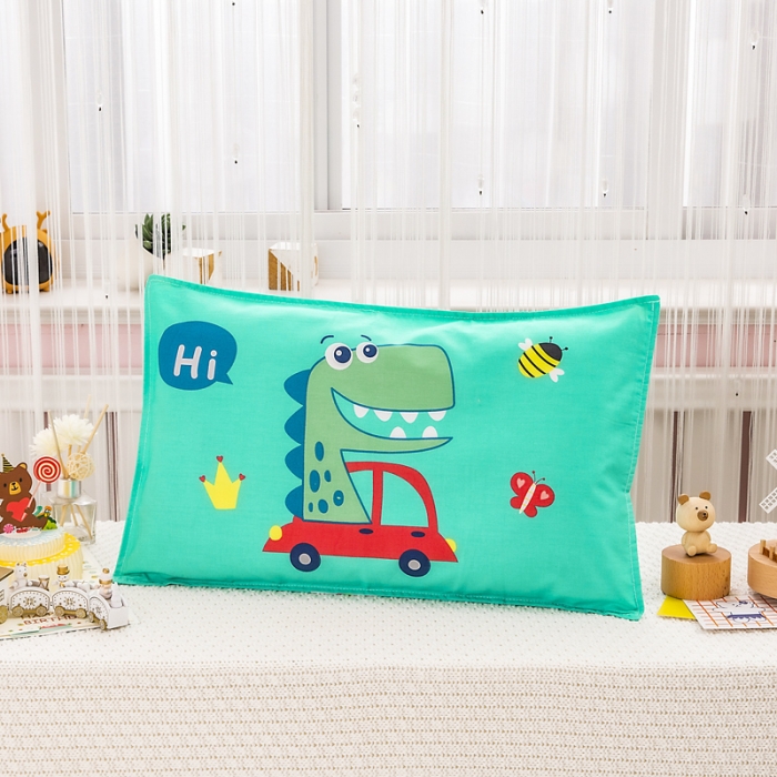 91家纺网 家纺一手货源 找家纺 吉咪兔家纺 2022新款13372纯棉卡通定位枕套 汽车恐龙