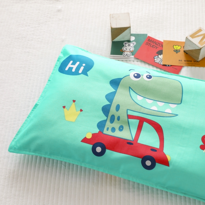 91家纺网 家纺一手货源 找家纺 吉咪兔家纺 2022新款13372纯棉卡通定位枕套 汽车恐龙