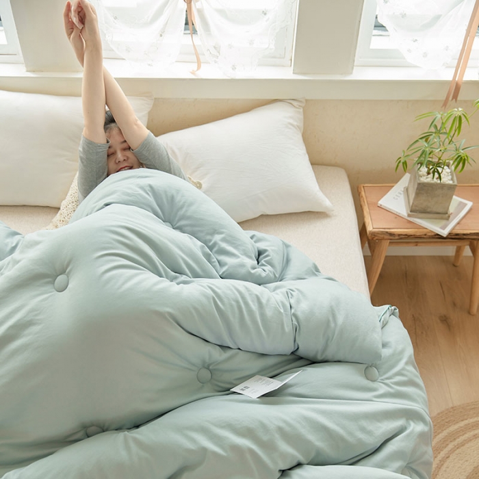 91家纺网 家纺一手货源 找家纺 VIP被业 2021新款云绒棉冬被 水绿色