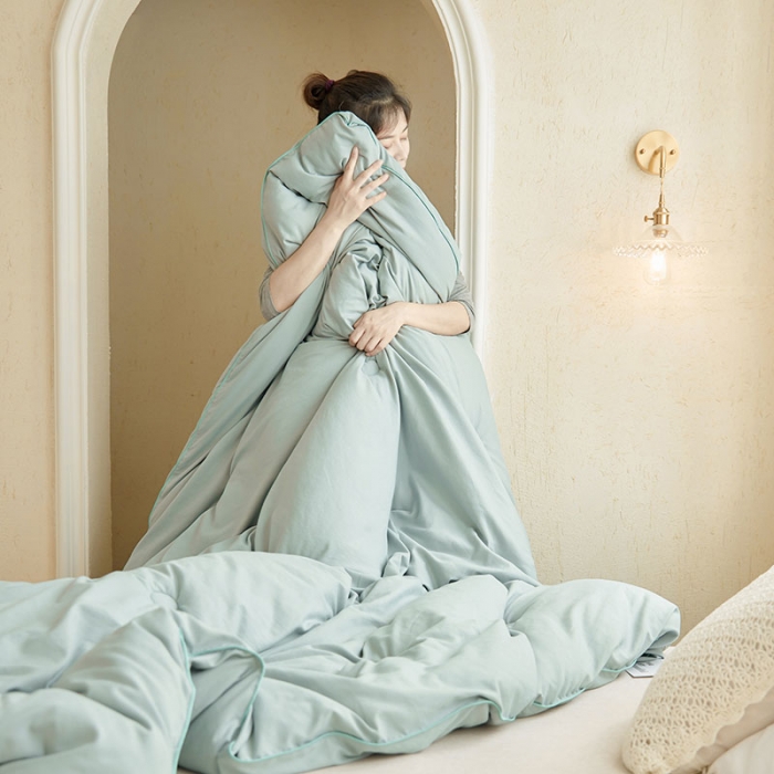 91家纺网 家纺一手货源 找家纺 VIP被业 2021新款云绒棉冬被 水绿色