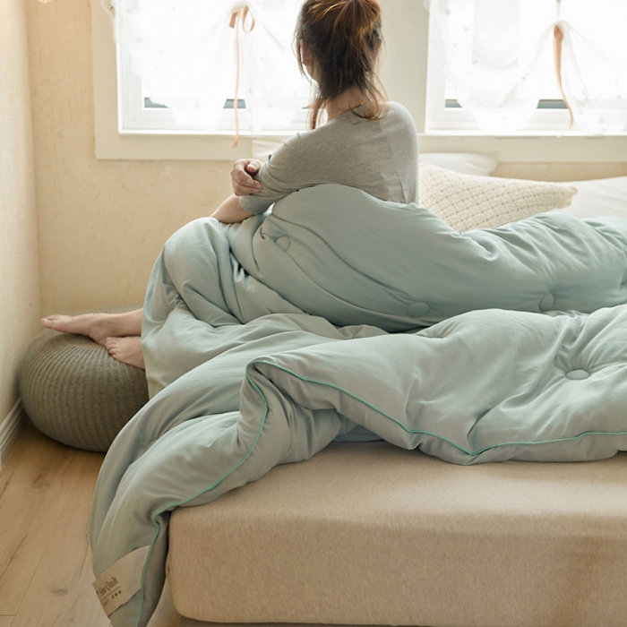 91家纺网 家纺一手货源 找家纺 VIP被业 2021新款云绒棉冬被 水绿色