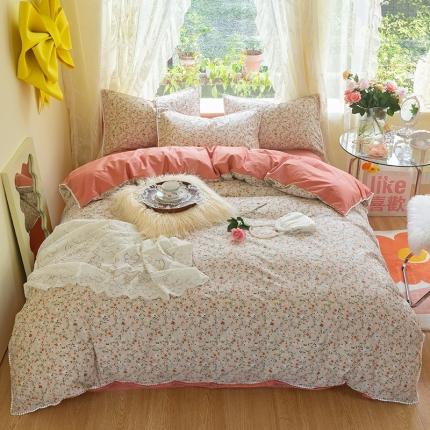 91家纺网 家纺一手货源 找家纺 （总）千朵2021新款13372活性印花花边款四件套