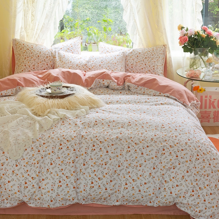 91家纺网 家纺一手货源 找家纺 （总）千朵2021新款13372活性印花花边款四件套