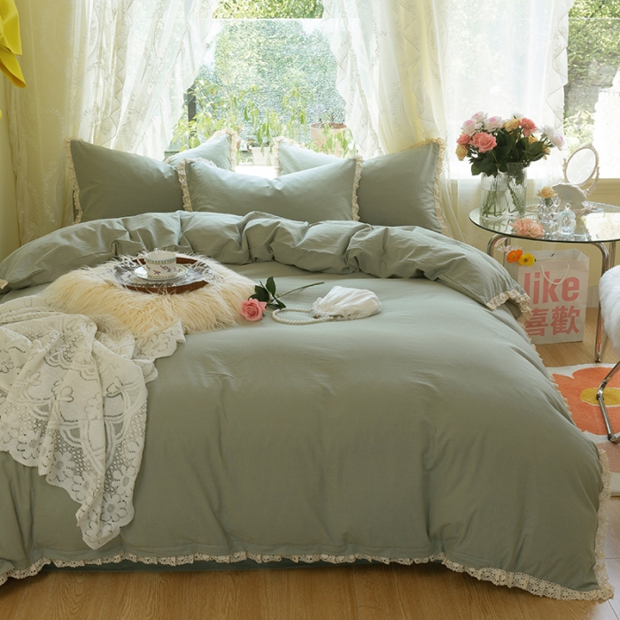 91家纺网 家纺一手货源 找家纺 （总）千朵2021新款纯色带边款四件套