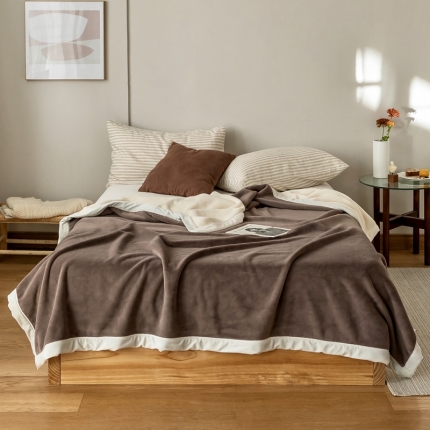 91家纺网 家纺一手货源 找家纺 总）直播爆款 AB牛奶绒复合毯  加厚毛毯