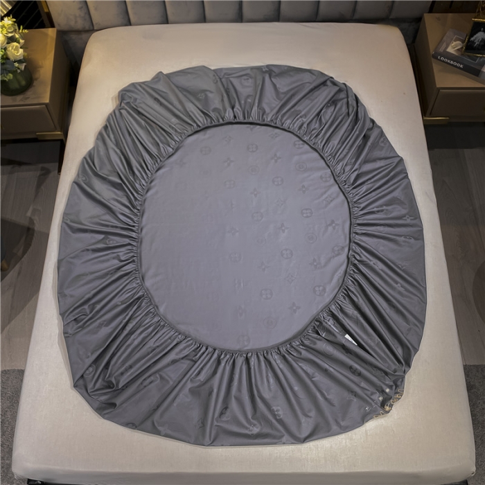 91家纺网 家纺一手货源 找家纺 品乐家纺 2023新款100支长绒棉提花刺绣单床笠 时尚灰