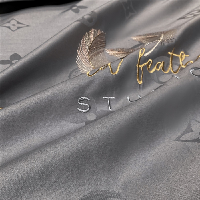 91家纺网 家纺一手货源 找家纺 品乐家纺 2023新款100支长绒棉提花刺绣单床笠 时尚灰