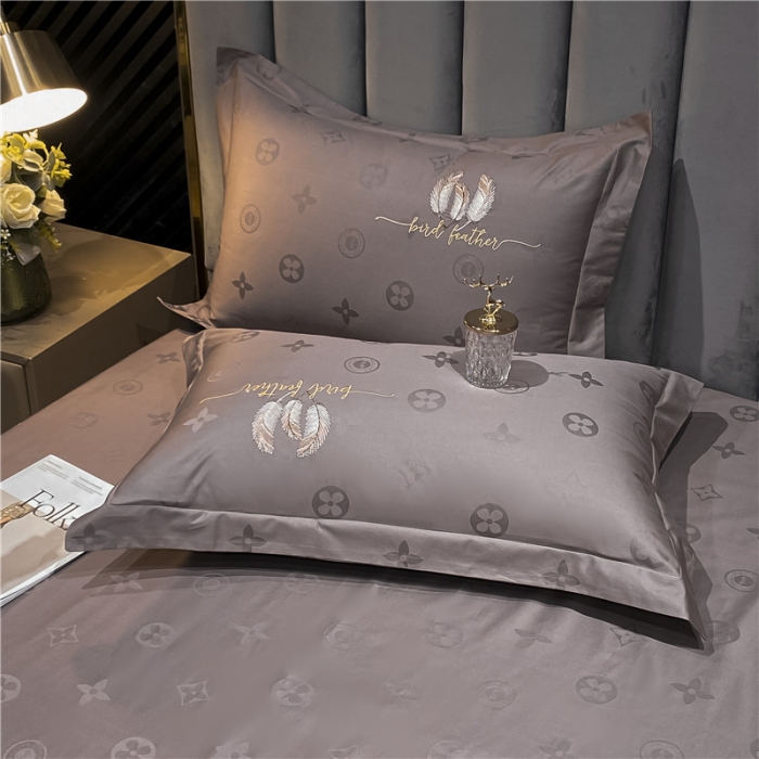 91家纺网 家纺一手货源 找家纺 品乐 2023新款长绒棉提花刺绣单枕套（宽边） 时尚咖