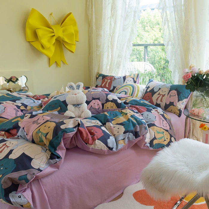 91家纺网 家纺一手货源 找家纺 （总）千朵2021新款13372活性印花款四件套