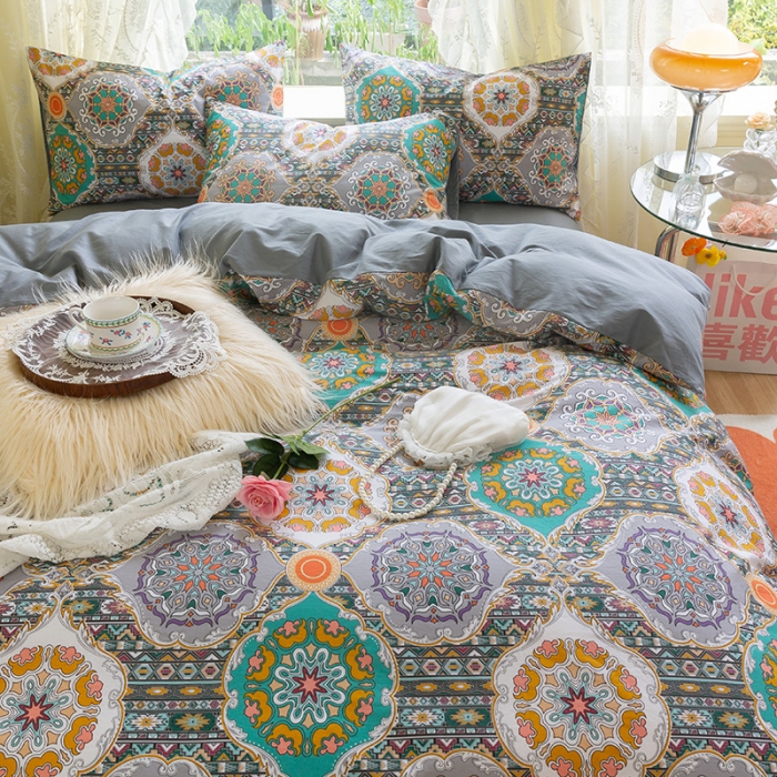 91家纺网 家纺一手货源 找家纺 千朵2021新款13372活性印花款四件套 狄更斯