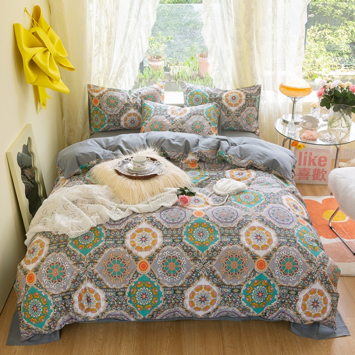 91家纺网 家纺一手货源 找家纺 千朵2021新款13372活性印花款四件套 狄更斯