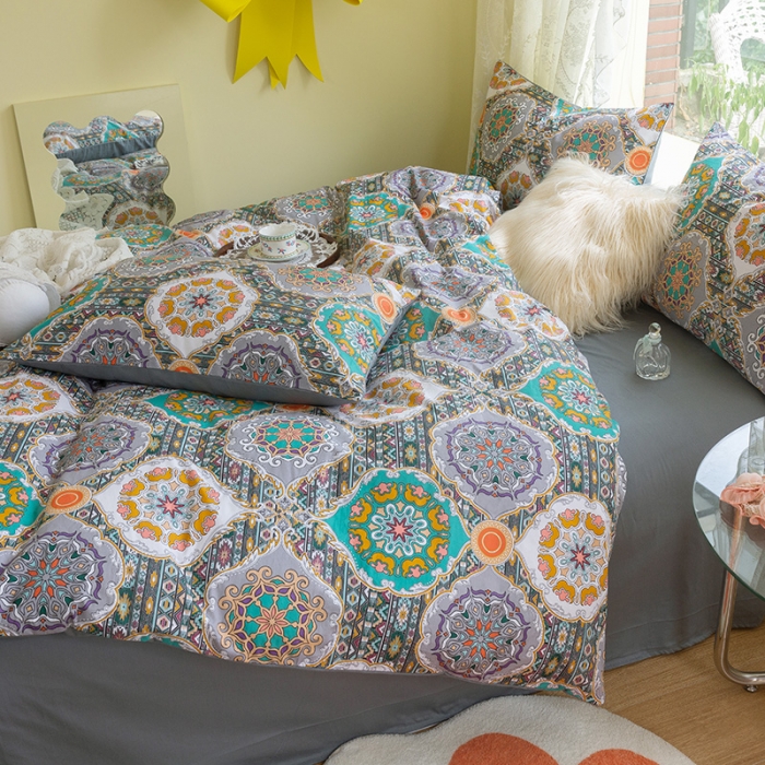 91家纺网 家纺一手货源 找家纺 千朵2021新款13372活性印花款四件套 狄更斯