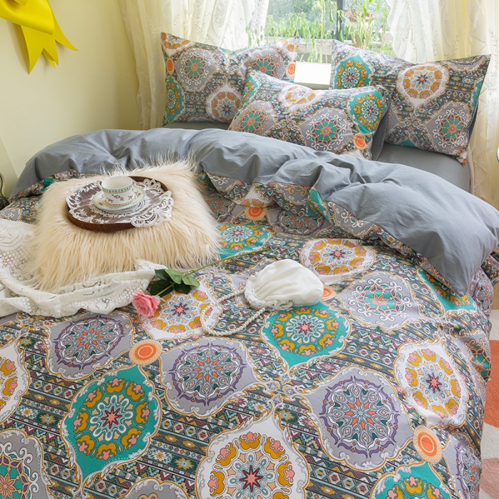 91家纺网 家纺一手货源 找家纺 千朵2021新款13372活性印花款四件套 狄更斯