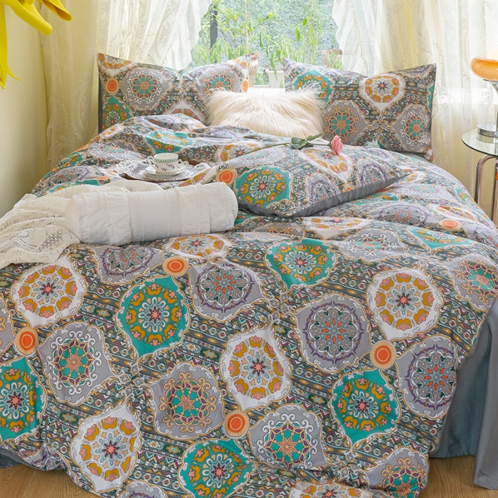 91家纺网 家纺一手货源 找家纺 千朵2021新款13372活性印花款四件套 狄更斯