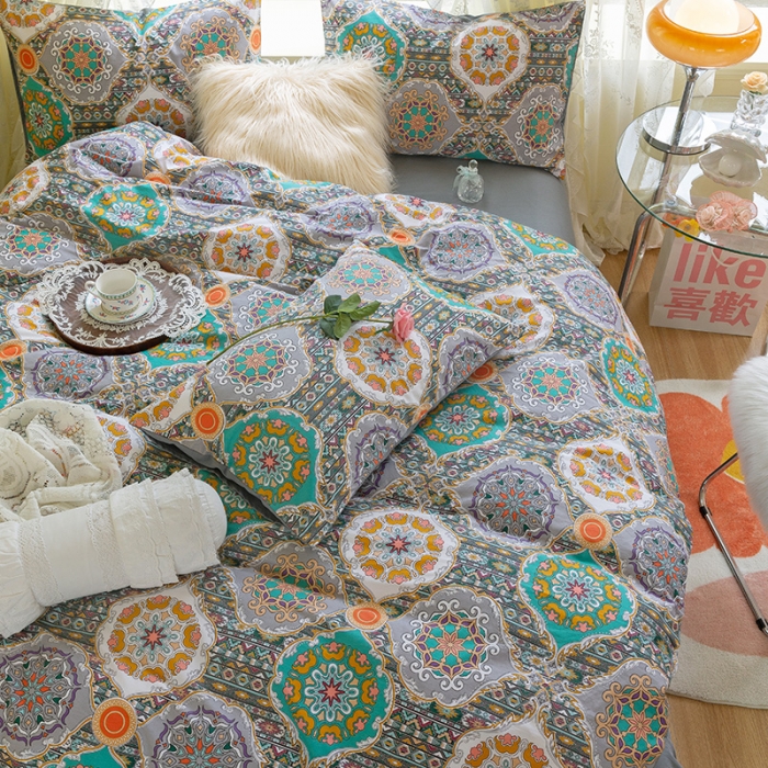 91家纺网 家纺一手货源 找家纺 千朵2021新款13372活性印花款四件套 狄更斯