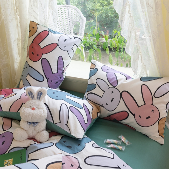 91家纺网 家纺一手货源 找家纺 千朵2021新款13372活性印花款四件套 可爱多