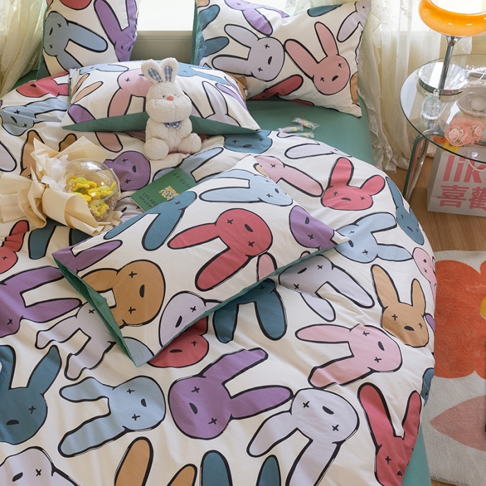 91家纺网 家纺一手货源 找家纺 千朵2021新款13372活性印花款四件套 可爱多