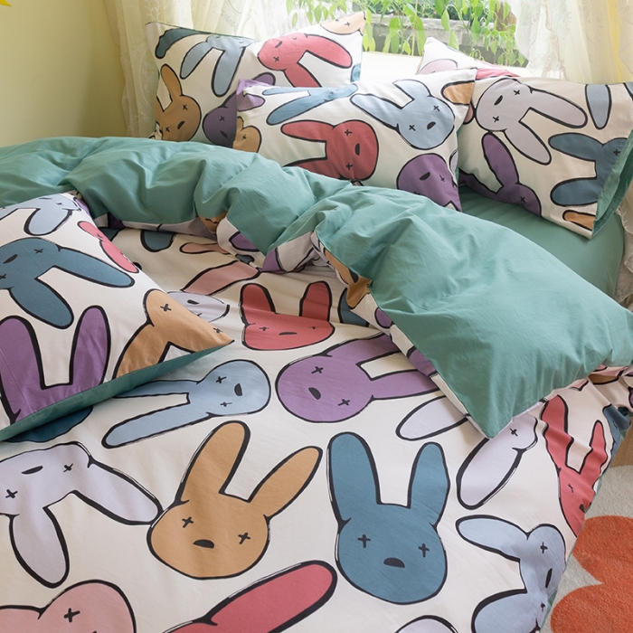 91家纺网 家纺一手货源 找家纺 千朵2021新款13372活性印花款四件套 可爱多