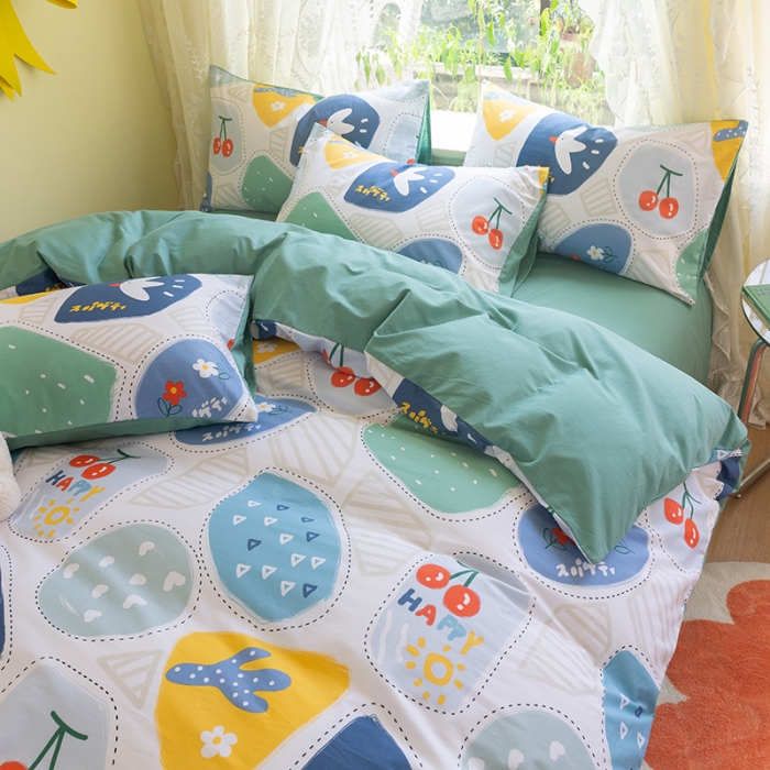 91家纺网 家纺一手货源 找家纺 千朵2021新款13372活性印花款四件套 小飞鸽