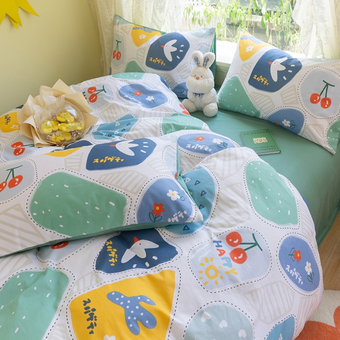 91家纺网 家纺一手货源 找家纺 千朵2021新款13372活性印花款四件套 小飞鸽