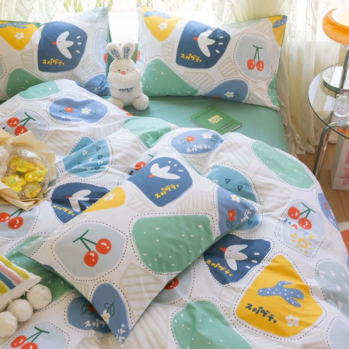 91家纺网 家纺一手货源 找家纺 千朵2021新款13372活性印花款四件套 小飞鸽