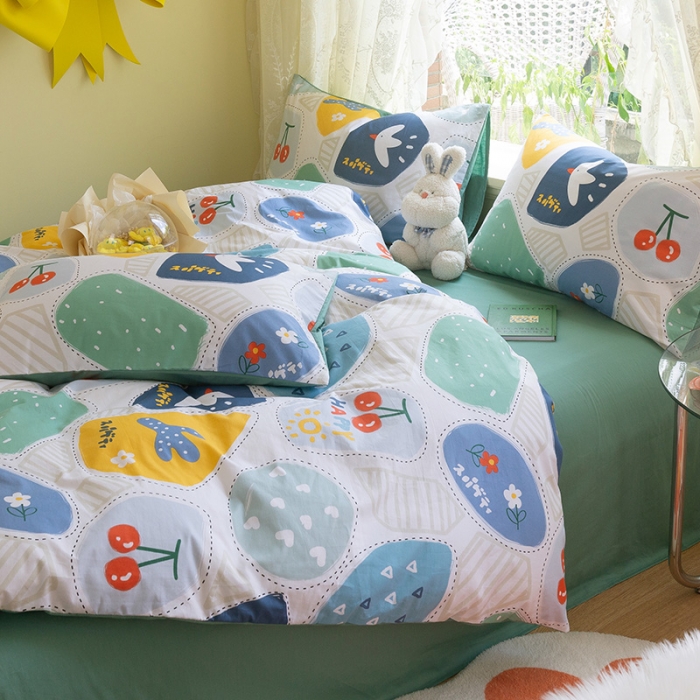 91家纺网 家纺一手货源 找家纺 千朵2021新款13372活性印花款四件套 小飞鸽