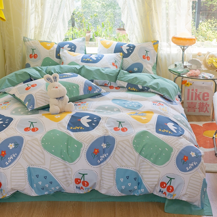 91家纺网 家纺一手货源 找家纺 千朵2021新款13372活性印花款四件套 小飞鸽