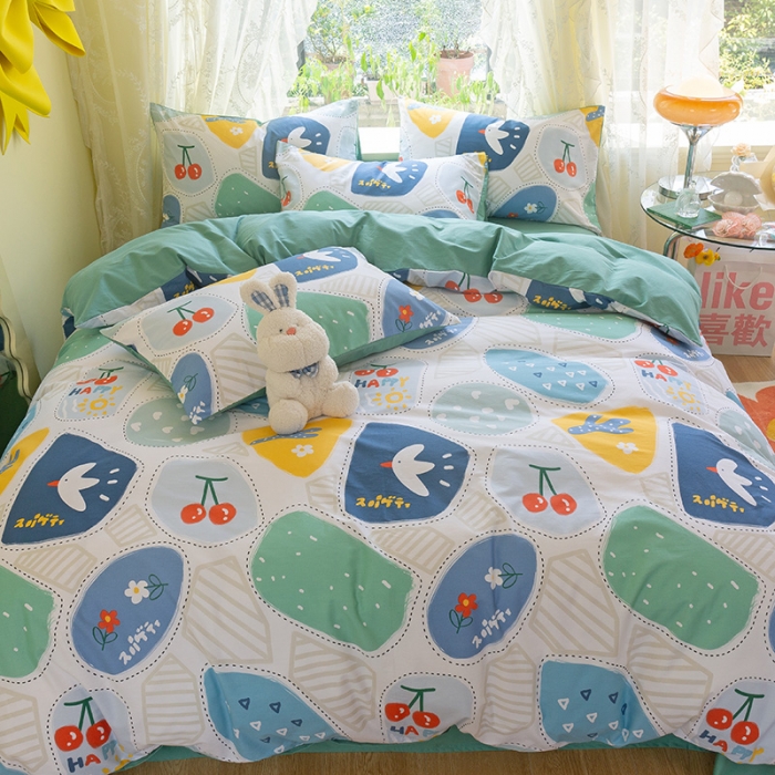 91家纺网 家纺一手货源 找家纺 千朵2021新款13372活性印花款四件套 小飞鸽