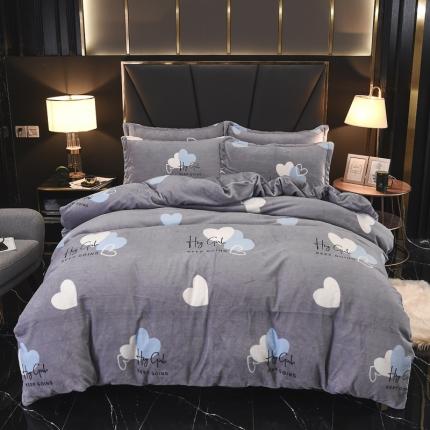 91家纺网 家纺一手货源 找家纺 （总）锦罗绣 2021新款牛奶绒印花四件套