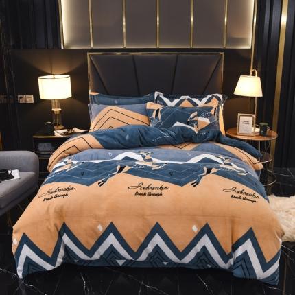 91家纺网 家纺一手货源 找家纺 （总）锦罗绣 2021新款牛奶绒印花四件套