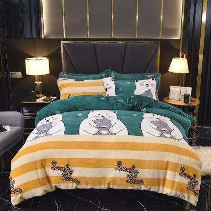 91家纺网 家纺一手货源 找家纺 （总）锦罗绣 2021新款牛奶绒印花四件套