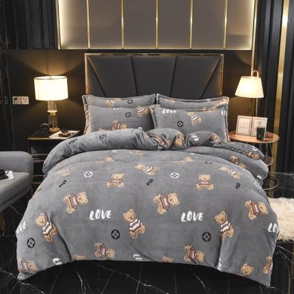 91家纺网 家纺一手货源 找家纺 （总）锦罗绣 2021新款牛奶绒印花四件套