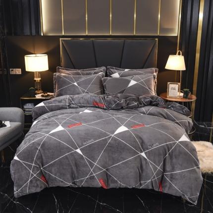 91家纺网 家纺一手货源 找家纺 （总）锦罗绣 2021新款牛奶绒印花四件套