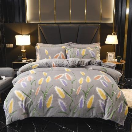 91家纺网 家纺一手货源 找家纺 （总）锦罗绣 2021新款牛奶绒印花四件套