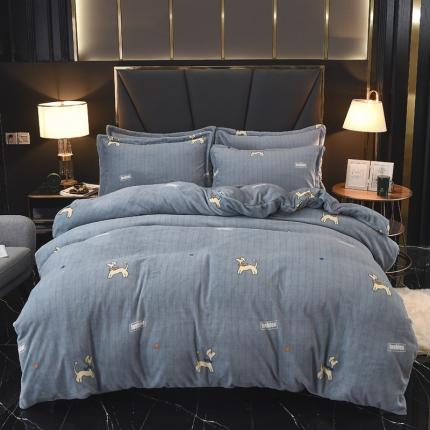 91家纺网 家纺一手货源 找家纺 （总）锦罗绣 2021新款牛奶绒印花四件套